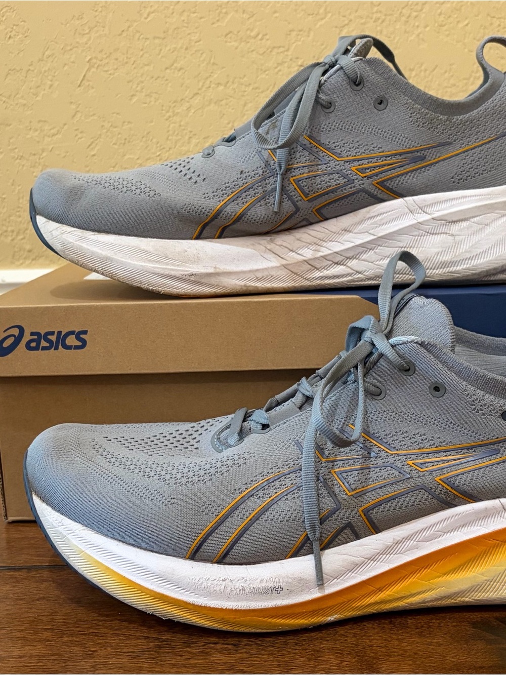 ASICS Gel-Nimbus 26 Men’s Gray and Yellow Athletic Running Shoes